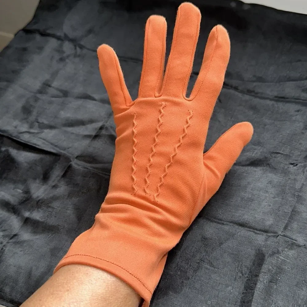 ‎Vintage orange nylon gloves